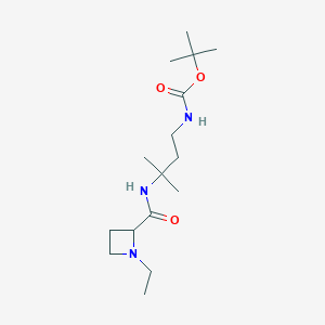 molecular formula C16H31N3O3 B7107142 tert-butyl N-[3-[(1-ethylazetidine-2-carbonyl)amino]-3-methylbutyl]carbamate 