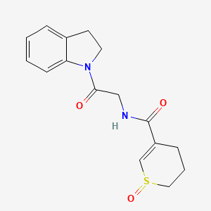 molecular formula C16H18N2O3S B7107148 N-[2-(2,3-dihydroindol-1-yl)-2-oxoethyl]-1-oxo-3,4-dihydro-2H-thiopyran-5-carboxamide 