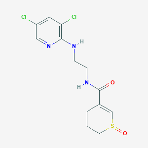 molecular formula C13H15Cl2N3O2S B7107162 N-[2-[(3,5-dichloropyridin-2-yl)amino]ethyl]-1-oxo-3,4-dihydro-2H-thiopyran-5-carboxamide 