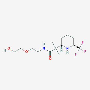 molecular formula C14H25F3N2O3 B7107244 N-[2-(2-hydroxyethoxy)ethyl]-2-methyl-2-[(2S,6R)-6-(trifluoromethyl)piperidin-2-yl]propanamide 