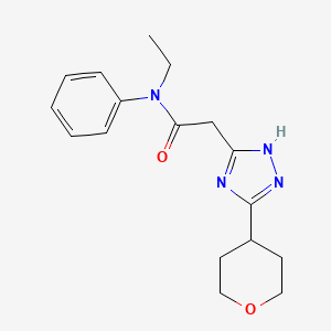 molecular formula C17H22N4O2 B7107269 N-ethyl-2-[3-(oxan-4-yl)-1H-1,2,4-triazol-5-yl]-N-phenylacetamide 