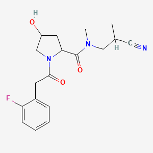 molecular formula C18H22FN3O3 B7107304 N-(2-cyanopropyl)-1-[2-(2-fluorophenyl)acetyl]-4-hydroxy-N-methylpyrrolidine-2-carboxamide 