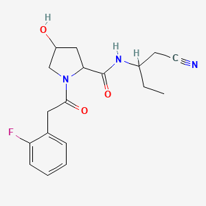 molecular formula C18H22FN3O3 B7107310 N-(1-cyanobutan-2-yl)-1-[2-(2-fluorophenyl)acetyl]-4-hydroxypyrrolidine-2-carboxamide 