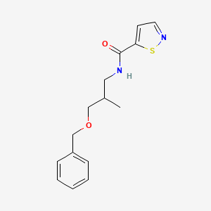 molecular formula C15H18N2O2S B7107315 N-(2-methyl-3-phenylmethoxypropyl)-1,2-thiazole-5-carboxamide 