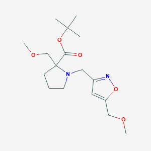 molecular formula C17H28N2O5 B7107346 Tert-butyl 2-(methoxymethyl)-1-[[5-(methoxymethyl)-1,2-oxazol-3-yl]methyl]pyrrolidine-2-carboxylate 