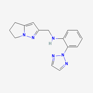 molecular formula C15H16N6 B7107369 N-(5,6-dihydro-4H-pyrrolo[1,2-b]pyrazol-2-ylmethyl)-2-(triazol-2-yl)aniline 