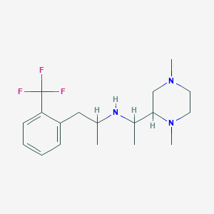 molecular formula C18H28F3N3 B7107384 N-[1-(1,4-dimethylpiperazin-2-yl)ethyl]-1-[2-(trifluoromethyl)phenyl]propan-2-amine 