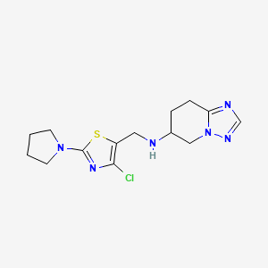 molecular formula C14H19ClN6S B7107394 N-[(4-chloro-2-pyrrolidin-1-yl-1,3-thiazol-5-yl)methyl]-5,6,7,8-tetrahydro-[1,2,4]triazolo[1,5-a]pyridin-6-amine 
