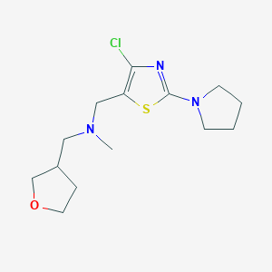 molecular formula C14H22ClN3OS B7107409 N-[(4-chloro-2-pyrrolidin-1-yl-1,3-thiazol-5-yl)methyl]-N-methyl-1-(oxolan-3-yl)methanamine 
