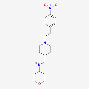 molecular formula C19H29N3O3 B7107438 N-[[1-[2-(4-nitrophenyl)ethyl]piperidin-4-yl]methyl]oxan-4-amine 