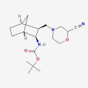 molecular formula C18H29N3O3 B7107457 tert-butyl N-[(1R,2S,3S,4S)-3-[(2-cyanomorpholin-4-yl)methyl]-2-bicyclo[2.2.1]heptanyl]carbamate 