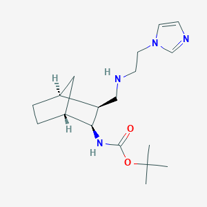 molecular formula C18H30N4O2 B7107458 tert-butyl N-[(1R,2S,3S,4S)-3-[(2-imidazol-1-ylethylamino)methyl]-2-bicyclo[2.2.1]heptanyl]carbamate 