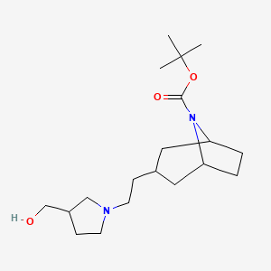 molecular formula C19H34N2O3 B7107465 Tert-butyl 3-[2-[3-(hydroxymethyl)pyrrolidin-1-yl]ethyl]-8-azabicyclo[3.2.1]octane-8-carboxylate 