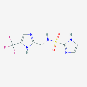 molecular formula C8H8F3N5O2S B7107549 N-[[5-(trifluoromethyl)-1H-imidazol-2-yl]methyl]-1H-imidazole-2-sulfonamide 