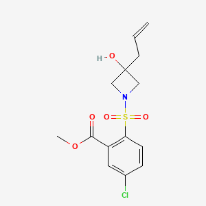 molecular formula C14H16ClNO5S B7107744 Methyl 5-chloro-2-(3-hydroxy-3-prop-2-enylazetidin-1-yl)sulfonylbenzoate 