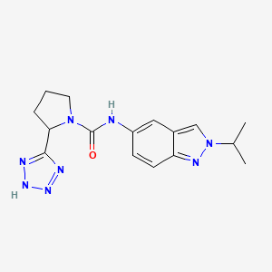 molecular formula C16H20N8O B7108075 N-(2-propan-2-ylindazol-5-yl)-2-(2H-tetrazol-5-yl)pyrrolidine-1-carboxamide 