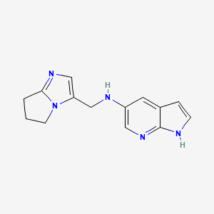 molecular formula C14H15N5 B7108157 N-(6,7-dihydro-5H-pyrrolo[1,2-a]imidazol-3-ylmethyl)-1H-pyrrolo[2,3-b]pyridin-5-amine 