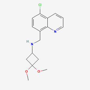 molecular formula C16H19ClN2O2 B7108191 N-[(5-chloroquinolin-8-yl)methyl]-3,3-dimethoxycyclobutan-1-amine 