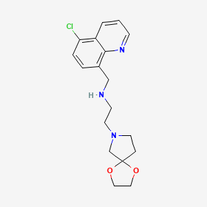 molecular formula C18H22ClN3O2 B7108244 N-[(5-chloroquinolin-8-yl)methyl]-2-(1,4-dioxa-7-azaspiro[4.4]nonan-7-yl)ethanamine 