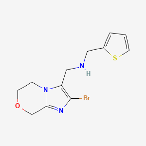 molecular formula C12H14BrN3OS B7108266 N-[(2-bromo-6,8-dihydro-5H-imidazo[2,1-c][1,4]oxazin-3-yl)methyl]-1-thiophen-2-ylmethanamine 
