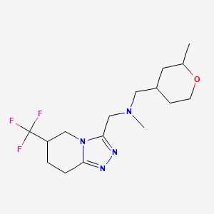 molecular formula C16H25F3N4O B7108366 N-methyl-1-(2-methyloxan-4-yl)-N-[[6-(trifluoromethyl)-5,6,7,8-tetrahydro-[1,2,4]triazolo[4,3-a]pyridin-3-yl]methyl]methanamine 