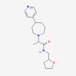 molecular formula C19H29N3O2 B7108372 N-(oxolan-2-ylmethyl)-2-(4-pyridin-4-ylazepan-1-yl)propanamide 