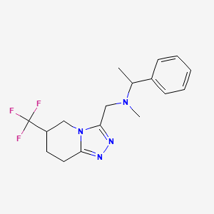molecular formula C17H21F3N4 B7108393 N-methyl-1-phenyl-N-[[6-(trifluoromethyl)-5,6,7,8-tetrahydro-[1,2,4]triazolo[4,3-a]pyridin-3-yl]methyl]ethanamine 