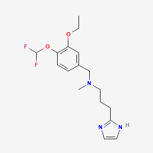 molecular formula C17H23F2N3O2 B7108598 N-[[4-(difluoromethoxy)-3-ethoxyphenyl]methyl]-3-(1H-imidazol-2-yl)-N-methylpropan-1-amine 