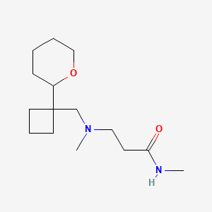molecular formula C15H28N2O2 B7108650 N-methyl-3-[methyl-[[1-(oxan-2-yl)cyclobutyl]methyl]amino]propanamide 