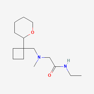 molecular formula C15H28N2O2 B7108656 N-ethyl-2-[methyl-[[1-(oxan-2-yl)cyclobutyl]methyl]amino]acetamide 