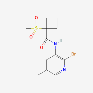molecular formula C12H15BrN2O3S B7108827 N-(2-bromo-5-methylpyridin-3-yl)-1-methylsulfonylcyclobutane-1-carboxamide 