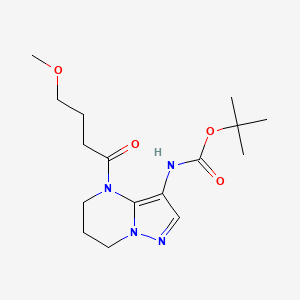 molecular formula C16H26N4O4 B7108859 tert-butyl N-[4-(4-methoxybutanoyl)-6,7-dihydro-5H-pyrazolo[1,5-a]pyrimidin-3-yl]carbamate 