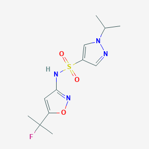 molecular formula C12H17FN4O3S B7108984 N-[5-(2-fluoropropan-2-yl)-1,2-oxazol-3-yl]-1-propan-2-ylpyrazole-4-sulfonamide 