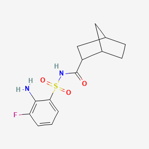 molecular formula C14H17FN2O3S B7109028 N-(2-amino-3-fluorophenyl)sulfonylbicyclo[2.2.1]heptane-2-carboxamide 