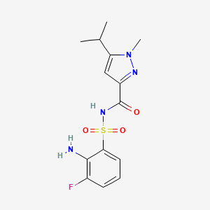molecular formula C14H17FN4O3S B7109050 N-(2-amino-3-fluorophenyl)sulfonyl-1-methyl-5-propan-2-ylpyrazole-3-carboxamide 