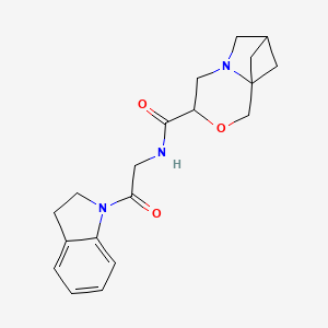 molecular formula C19H23N3O3 B7109420 N-[2-(2,3-dihydroindol-1-yl)-2-oxoethyl]-3-oxa-6-azatricyclo[6.1.1.01,6]decane-4-carboxamide 
