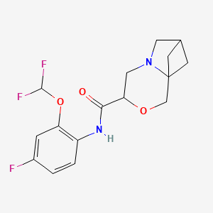 molecular formula C16H17F3N2O3 B7109425 N-[2-(difluoromethoxy)-4-fluorophenyl]-3-oxa-6-azatricyclo[6.1.1.01,6]decane-4-carboxamide 