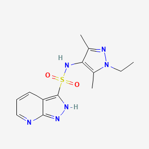 molecular formula C13H16N6O2S B7109450 N-(1-ethyl-3,5-dimethylpyrazol-4-yl)-2H-pyrazolo[3,4-b]pyridine-3-sulfonamide 