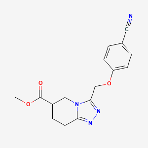 molecular formula C16H16N4O3 B7109468 Methyl 3-[(4-cyanophenoxy)methyl]-5,6,7,8-tetrahydro-[1,2,4]triazolo[4,3-a]pyridine-6-carboxylate 