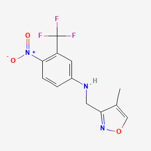 molecular formula C12H10F3N3O3 B7109483 N-[(4-methyl-1,2-oxazol-3-yl)methyl]-4-nitro-3-(trifluoromethyl)aniline 