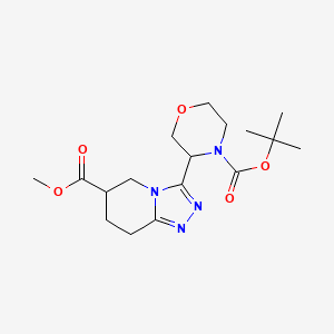molecular formula C17H26N4O5 B7109566 Tert-butyl 3-(6-methoxycarbonyl-5,6,7,8-tetrahydro-[1,2,4]triazolo[4,3-a]pyridin-3-yl)morpholine-4-carboxylate 