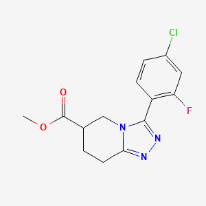 molecular formula C14H13ClFN3O2 B7109636 Methyl 3-(4-chloro-2-fluorophenyl)-5,6,7,8-tetrahydro-[1,2,4]triazolo[4,3-a]pyridine-6-carboxylate 