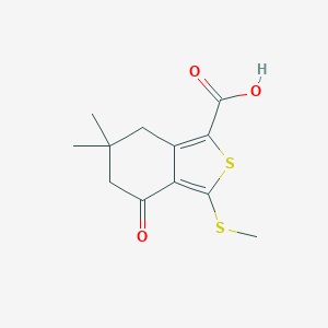 molecular formula C12H14O3S2 B071098 6,6-Dimethyl-3-(methylthio)-4-oxo-4,5,6,7-tetrahydrobenzo[c]thiophene-1-carboxylic acid CAS No. 172516-41-5