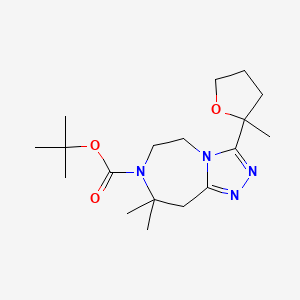 molecular formula C18H30N4O3 B7109885 tert-butyl 8,8-dimethyl-3-(2-methyloxolan-2-yl)-6,9-dihydro-5H-[1,2,4]triazolo[4,3-d][1,4]diazepine-7-carboxylate 