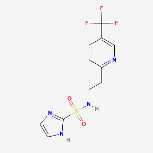molecular formula C11H11F3N4O2S B7109988 N-[2-[5-(trifluoromethyl)pyridin-2-yl]ethyl]-1H-imidazole-2-sulfonamide 