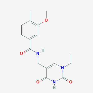 molecular formula C16H19N3O4 B7110154 N-[(1-ethyl-2,4-dioxopyrimidin-5-yl)methyl]-3-methoxy-4-methylbenzamide 