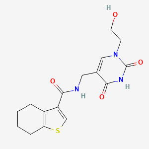 molecular formula C16H19N3O4S B7110207 N-[[1-(2-hydroxyethyl)-2,4-dioxopyrimidin-5-yl]methyl]-4,5,6,7-tetrahydro-1-benzothiophene-3-carboxamide 
