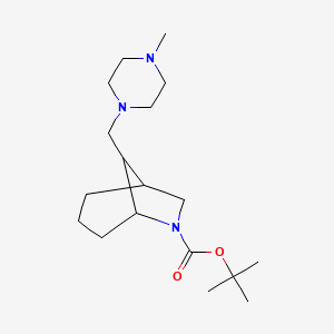 molecular formula C18H33N3O2 B7110663 Tert-butyl 8-[(4-methylpiperazin-1-yl)methyl]-6-azabicyclo[3.2.1]octane-6-carboxylate 