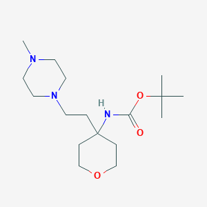 molecular formula C17H33N3O3 B7110712 tert-butyl N-[4-[2-(4-methylpiperazin-1-yl)ethyl]oxan-4-yl]carbamate 
