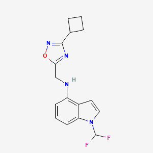 molecular formula C16H16F2N4O B7110804 N-[(3-cyclobutyl-1,2,4-oxadiazol-5-yl)methyl]-1-(difluoromethyl)indol-4-amine 
